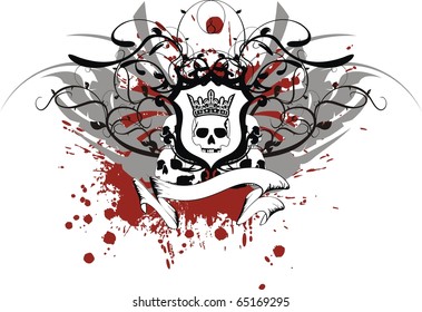 winged skull coat of arms in vector format very easy to edit