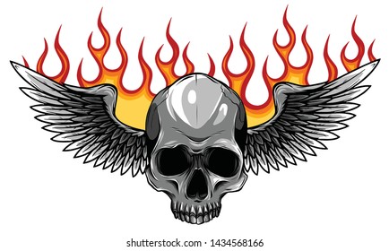 Winged skull grim reaper drawing in a vintage retro woodcut etched or engraved style vector