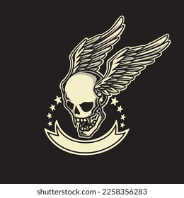 Winged skull logo design, and can be given the text you need