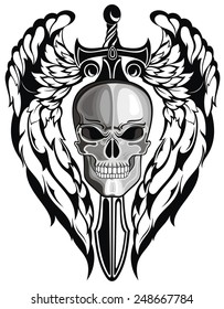 Winged Skull with sword