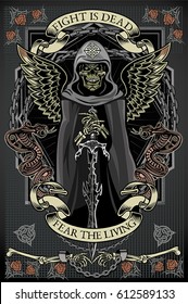 Winged Skull with Sword