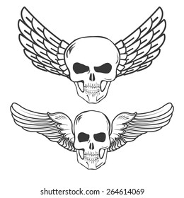 Winged Skulls isolated on white background vector illustration