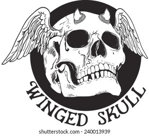 winged skull.vector.