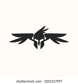 Winged spartan logo illustration design for your company or business
