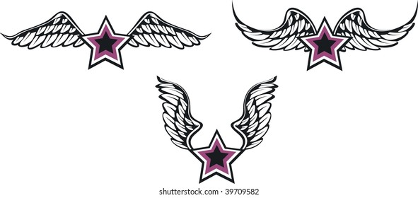 winged star set in vector format very easy to edit