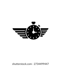 Winged Stopwatch Speed and Time Icon