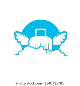 el icono de la maleta alada es adecuado para el logotipo en el campo del viaje
