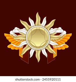 winged sun logo ornament vector design