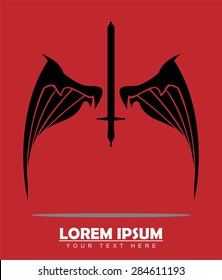 winged sword. black wings and sword. sword with the wings.
