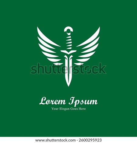 Winged sword logo design with elegant shape