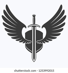 Winged Sword Shield Vector Icon Stock Vector (Royalty Free) 1253992015 ...