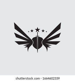 Winged Sword Shield Vector Icon Stock Vector (Royalty Free) 1664602339 ...