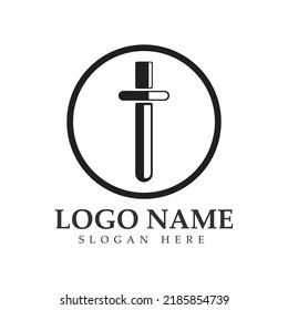 La espada alada con el logotipo del vector del escudo diseño icono de la plantilla de ilustración .