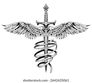 Winged Sword for Tattoo Design