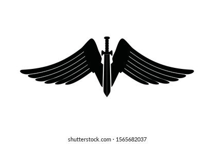winged sword vector illustration silhouette