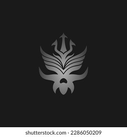 Winged trident skull logo design