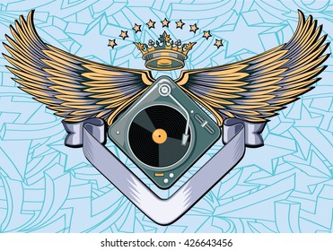 Winged turntable emblem