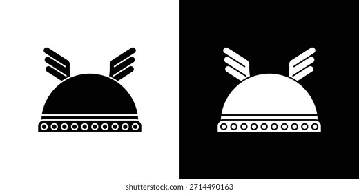 Winged viking helmet icons vector silhouette design. Vector flat graphic design illustration.