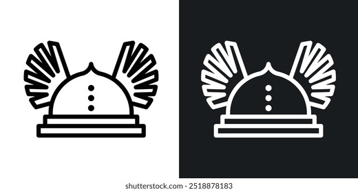 Winged viking helmet outlined icon vector collection.