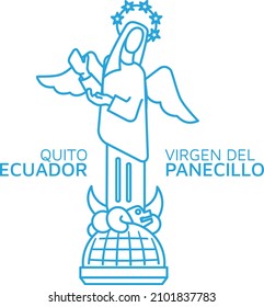 The winged virgin of Panecillo in the city of Quito