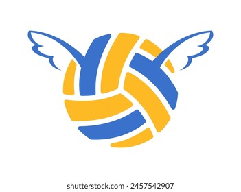 WINGED VOLYBALL VECTOR LOGO DESIGN