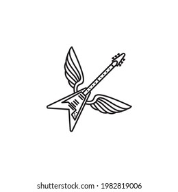 Icono vectorial de guitarra con forma de V alada para el Día de la Guitarra Eléctrica el 27 de noviembre.