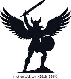 Winged warrior silhouette 