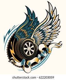 Winged wheel emblem