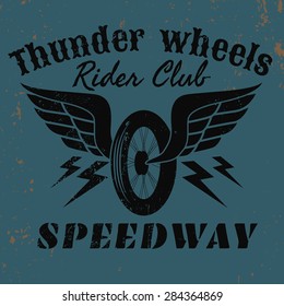 winged wheel graphic for t-shirt,tee design,vector