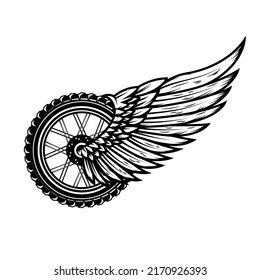 Winged Wheel Monochrome Style Design Element Stock Vector (Royalty Free ...