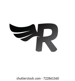 winged wing initial letter alphabet - aviator theme logo logotype template