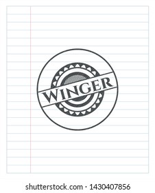 Winger emblem draw with pencil effect. Vector Illustration. Detailed.