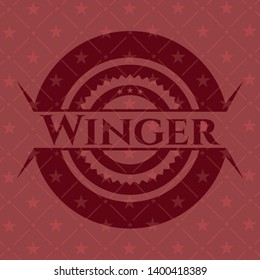 Winger red emblem. Vector Illustration. Detailed.
