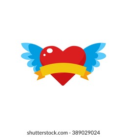 Winges Heart With Empty Band Vector Design Isolated Illustration On White Background