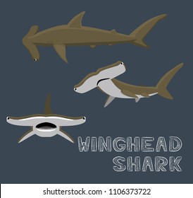 Winghead Shark Cartoon Vector Illustration