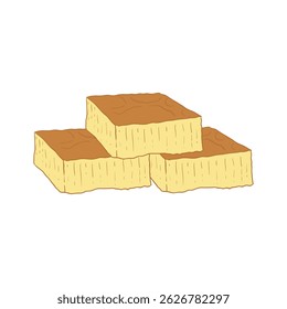 Wingko cake Indonesian traditional snack cartoon icon illustration