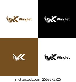 "Winglet - A Creative and Dynamic Logo Design Featuring an Abstract Wing Symbol, Ideal for Modern Branding, Aviation Businesses, and Sleek Corporate Identities"

