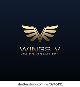Wings Abstract Letter V Logo Template. Luxury effect. Vector illustration Eps.10