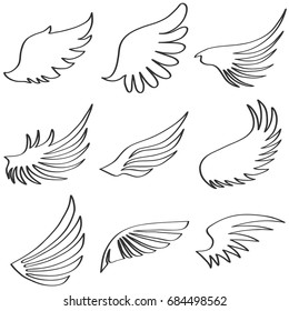 Wings of an angel, black and white wings of an angel. Flat design, vector illustration, vector.