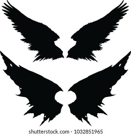 Wings of angel and devil. Vector.