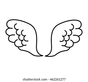 wings angel drawn icon vector illustration design