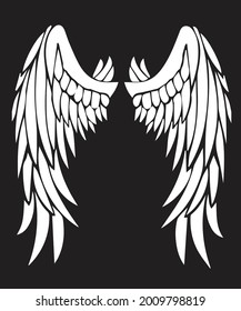 Wings Angel, Hand Drawn Angel, Wings Vector