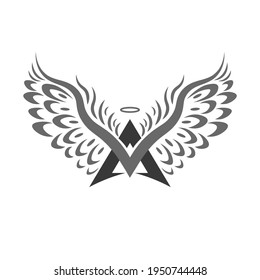 Wings Angel A Letter logo symbol vector illustration Dark Black Gay Color