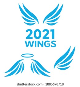 Wings angel set. Bird wings vector logo. Vector angel winged label