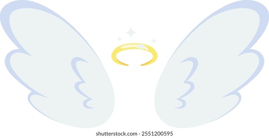 The wings of an angel are shown in a white and blue color scheme