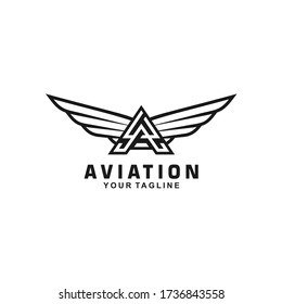 Wings Badge logo design template idea