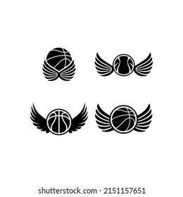 Wings And Basketball Vector Design Icon Illustration 