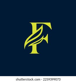 WINGS BEAUTY LOGO DESIGN GOLD LETTER F