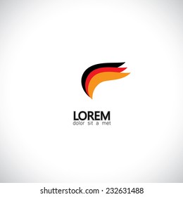 wings of a bird in german and belgian flag colors of red, orange and black