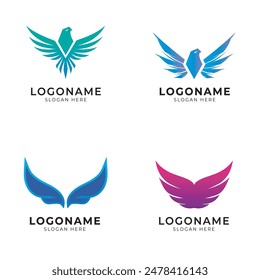 wings bird icon logo set